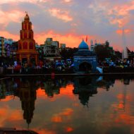 Ramkund in Nashik with dramatic colorful clouds in the sky Ramkund in Nashik with dramatic colorful clouds in the sky